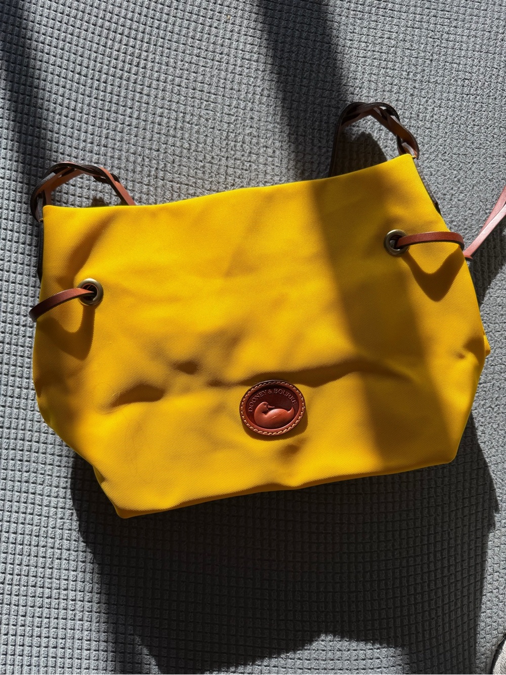 Dooney & Bourke Yellow Women’s Shoulder Bag with Brown Trim